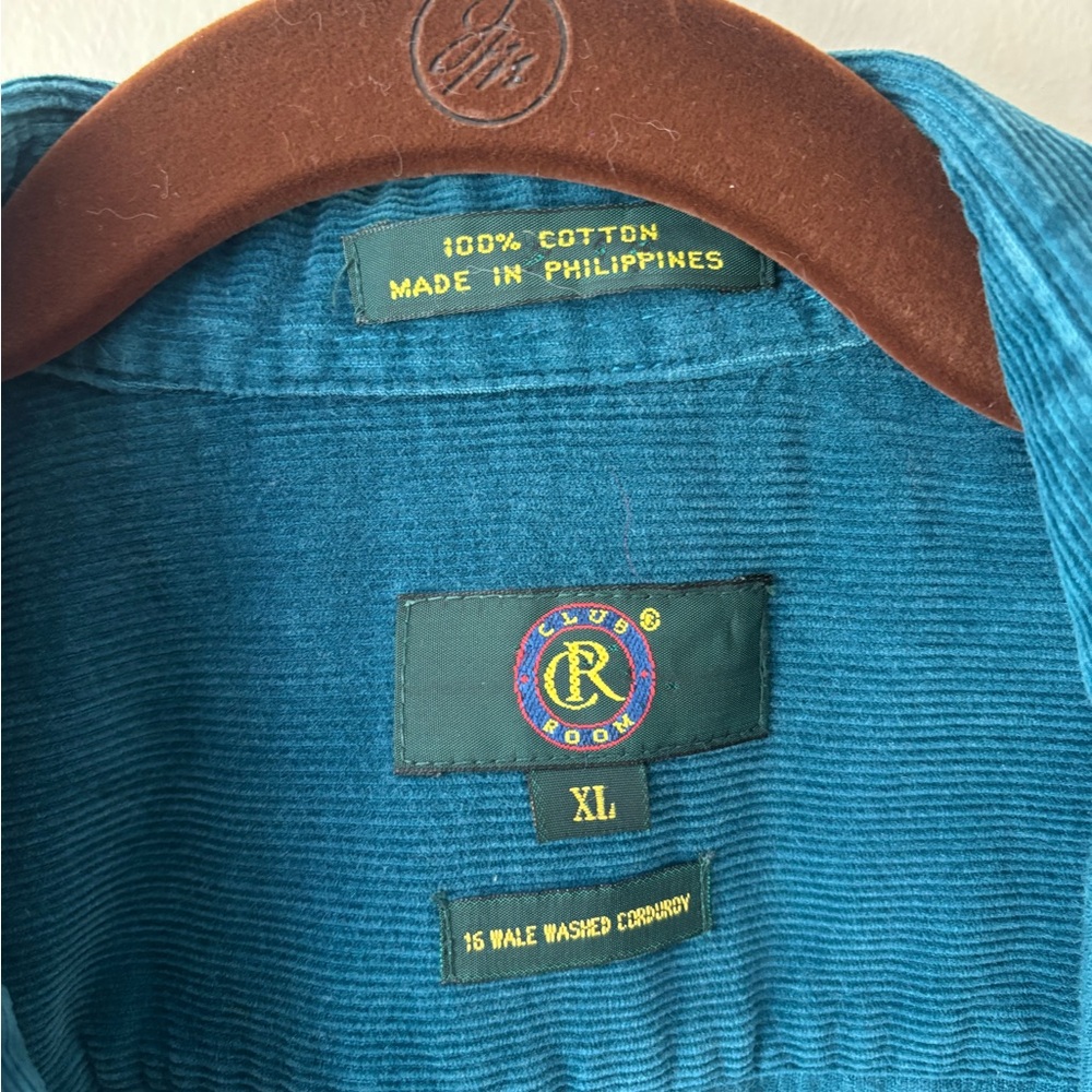 Club Room Teal Corduroy Shirt - Picture 3 of 3